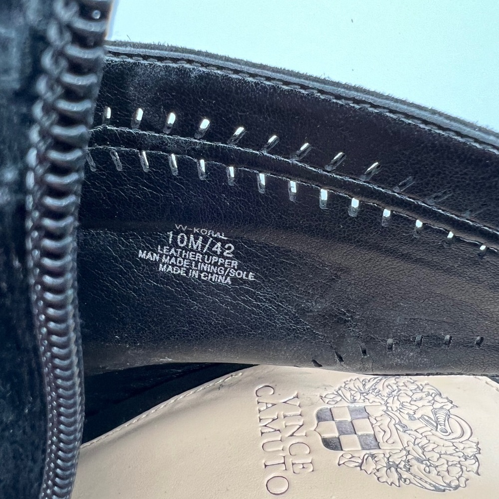VINCE CAMUTO KORAL BOOTIES WITH A PEEP OPEN TOE And Zipper In BLACK - SIZE 10 - Picture 12 of 13